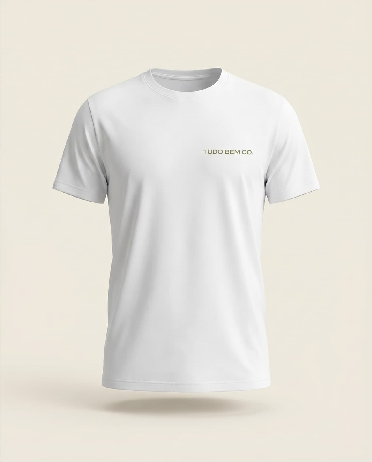Tide Line Tee in white, front view with the chest wordmark on a soft neutral background